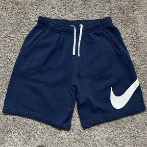 Nike Sportswear Woven Navy Blue Swoosh Logo Shorts Size Medium